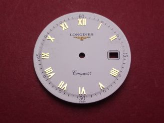 Longines Zifferblatt, Ø 28,0mm, weiß mit goldfarbenen Inlays 