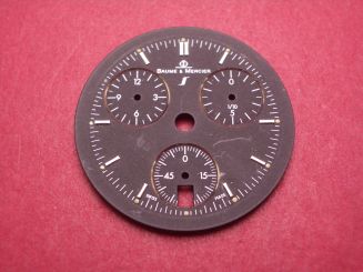 Baume & Mercier Zifferblatt, Ø 29,9mm, schwarz mit silberfarbenen Inlays, leicht beschädigt 