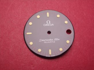 Omega Zifferblatt, Ø 27,6mm, schwarz, rot und gelb 