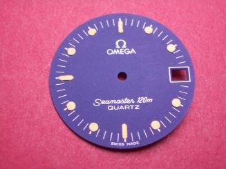 Omega Zifferblatt, Ø 27,5mm, blau/gelb 