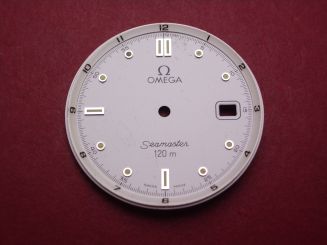 Omega Zifferblatt, Ø 28,4mm, weiß, leichte Gebrauchsspuren 