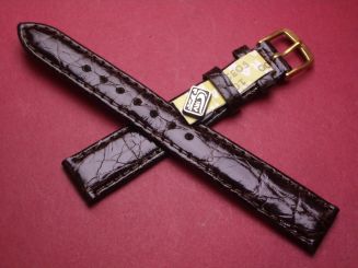 Louisiana Krokodil-Leder-Armband, 14mm im Verlauf auf 12mm, Farbe: dunkelbraun 