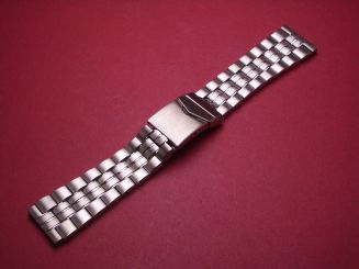 Metall-Uhren-Armband, 24mm im Verlauf auf 20mm, Länge 17cm, mit Faltschließe und Verlängerungselement 