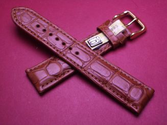 Louisiana Krokodil-Leder-Armband, 20mm im Verlauf auf 18mm, Farbe: braun 