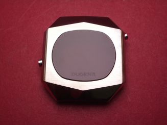 Dugena Gehäuse für LED aus den 70er Jahren, Stahl, 36,5mm x 38,6mm, mit Federstegen, NOS (New Old Stock) 