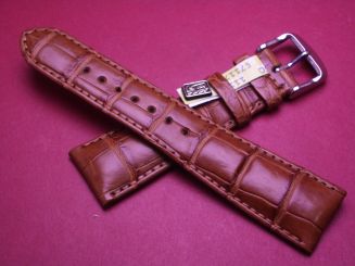 Louisiana Krokodil-Leder-Armband, 22mm auf 18mm, Farbe: braun 