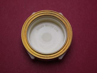 Buler Gehäuse, Plexi, Ø 40,3mm, creme/goldfarben, für Ref. 13207, NOS (New Old Stock) 