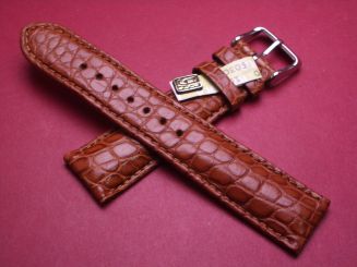 Louisiana Krokodil-Leder-Armband, 20mm im Verlauf auf 18mm, Farbe: braun 