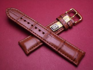 Louisiana Krokodil-Leder-Armband, 20mm im Verlauf auf 18mm, Farbe: braun 
