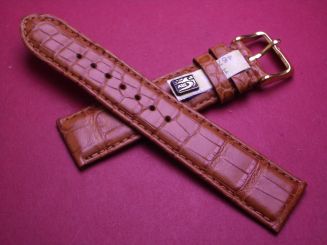 Louisiana Krokodil-Leder-Armband, 20mm im Verlauf auf 18mm, Farbe: braun 