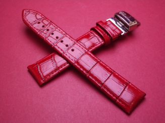 Leder-Armband mit Krokoprägung, 20mm im Verlauf auf 18mm Farbe: rot 