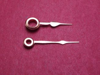 A. Rosskopf Taschenuhr-Zeiger, rosé, Loch-Ø Std/Min 221/140, Länge Stundenzeiger: ca. 11mm, Länge Minutenzeiger ca. 14mm 