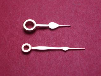 A. Rosskopf Taschenuhr-Zeiger, rosé, Loch-Ø Std/Min 224/140, Länge Stundenzeiger: ca. 11mm, Länge Minutenzeiger ca. 16mm 