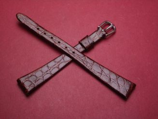 Leder-Armband, Krokodil, 12mm im Verlauf auf 7mm, Farbe: dunkelbraun glänzend 