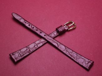 Leder-Armband, Krokodil, 12mm im Verlauf auf 7mm, Farbe: beere 