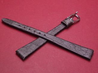 Leder-Armband, Krokodil, 12mm im Verlauf auf 7mm, Farbe: anthrazit 