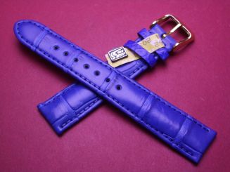 Louisiana Krokodil-Leder-Armband, 18mm im Verlauf auf 16mm, Farbe: blau 