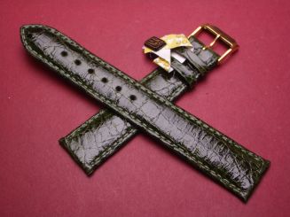 Louisiana Krokodil-Leder-Armband, 18mm im Verlauf auf 16mm, Farbe: dunkelgrün 