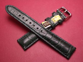 Louisiana Krokodil-Leder-Armband, 18mm im Verlauf auf 16mm, Farbe: dunkelgrün 