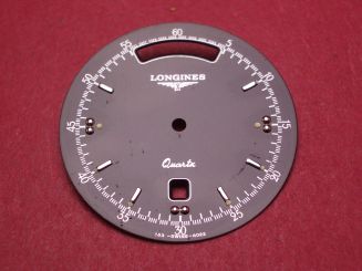 Longines Zifferblatt, Ø 29,0mm, schwarz mit silberfarbenen Inlays, leicht beschädigt 