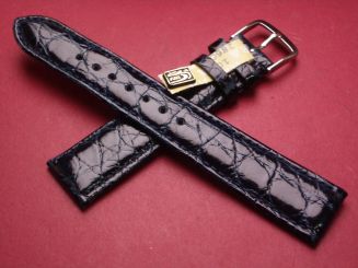 Louisiana Krokodil-Leder-Armband, 18mm im Verlauf auf 16mm, Farbe: dunkelblau 