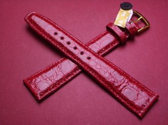 Louisiana Krokodil-Leder-Armband, 20mm im Verlauf auf 16mm, Farbe: rot glänzend, XL-Länge 