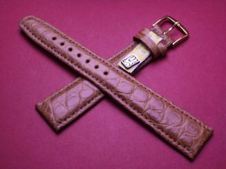 Louisiana Krokodil-Leder-Armband, 20mm im Verlauf auf 16mm, Farbe: hellbraun, XL-Länge 