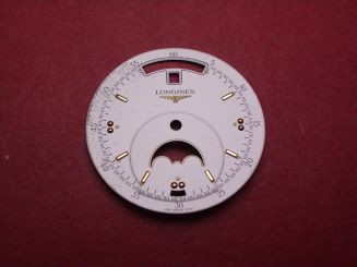 Longines Zifferblatt, Ø 27,5mm, weiß mit goldfarbenen Inlays, leicht beschädigt 