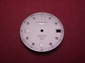 Longines Zifferblatt, Ø 27,5mm, silber mit silberfarbenen Inlays 