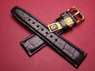 Louisiana Krokodil-Leder-Armband, 20mm im Verlauf auf 18mm, Farbe: schwarz, XS-Länge 