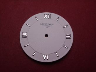 Longines Zifferblatt, Ø 27,5mm, weiß mit silberfarbenen Inlays 