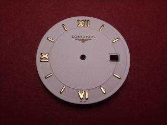 Longines Zifferblatt, Ø 27,5mm, weiß mit goldfarbenen Inlays 
