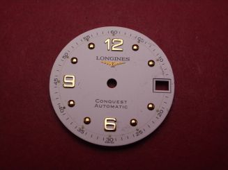 Longines Zifferblatt, Ø 25,5mm, weiß mit goldfarbenen Inlays 