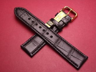 Louisiana Krokodil-Leder-Armband, 20mm im Verlauf auf 18mm, Farbe: schwarz 