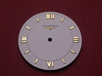 Longines Zifferblatt, Ø 27,5mm, weiß mit goldfarbenen Inlays 