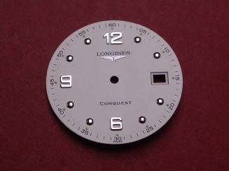 Longines Zifferblatt, Ø 27,5mm, weiß mit silberfarbenen Inlays 