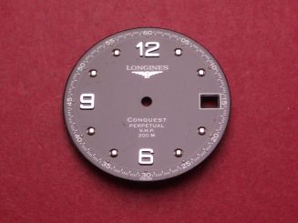 Longines Zifferblatt, Ø 27,5mm, schwarz mit silberfarbenen Inlays 