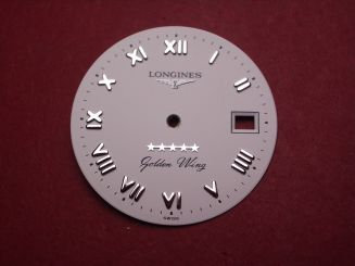 Longines Zifferblatt, Ø 26,5mm, weiß mit silberfarbenen Inlays 
