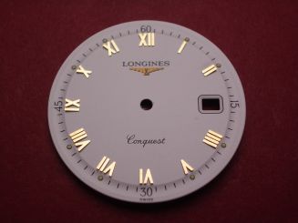 Longines Zifferblatt, Ø 28,0mm, weiß mit goldfarbenen Inlays 