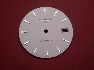 Longines Zifferblatt, Ø 28,9mm, weiß mit silberfarbenen Inlays 