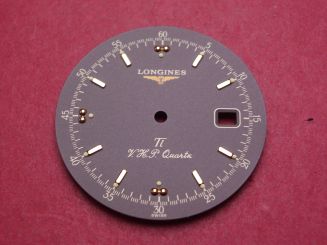 Longines Zifferblatt, Ø 29,0mm, anthrazit mit goldfarbenen Inlays 