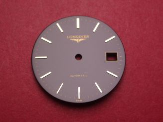 Longines Zifferblatt, Ø 29,0mm, schwarz mit goldfarbenen Inlays 