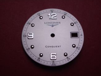 Longines Zifferblatt, Ø 26,0mm, silber mit silberfarbenen Inlays 