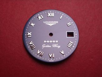 Longines Zifferblatt, Ø 26,5mm, blau mit silberfarbenen Inlays 