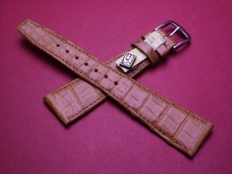 Louisiana Krokodil-Leder-Armband, 20mm im Verlauf auf 14mm, Farbe: cognac-braun 