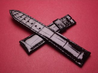 Breguet Lederarmband, Krokodil, Breite: 20mm im Verlauf auf 16mm, Längen: Lochseite 115mm & Schließenseite 75mm, schwarz, ohne Schließe, GCU.9VS.LO.NB 