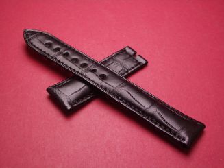Breguet Lederarmband, Krokodil, Breite: 20mm im Verlauf auf 18mm, Längen: Lochseite 125mm & Schließenseite 64mm, schwarz, ohne Schließe, GCU.9V8.LO.NM 