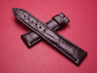 Breguet Lederarmband, Krokodil, Breite: 18mm im Verlauf auf 16mm, Längen: Lochseite 104mm & Schließenseite 59mm, schwarz, ohne Schließe, GCU.986.LI.NM.7 
