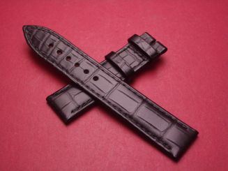 Breguet Lederarmband, Krokodil, Breite: 17mm im Verlauf auf 16mm, Längen: Lochseite 104mm & Schließenseite 64mm, schwarz, ohne Schließe, GCU.976.I.NS 