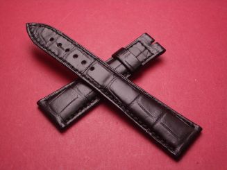 Breguet Lederarmband, Krokodil, Breite: 22mm im Verlauf auf 16mm, Längen: Lochseite 115mm & Schließenseite 75mm, schwarz, ohne Schließe, GCU.9W6.L0.NS 